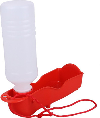 

Zahuu Dog Water Drink Bottle Bowl Dispenser Round Plastic Pet Bowl & Bottle(500 ml Red)