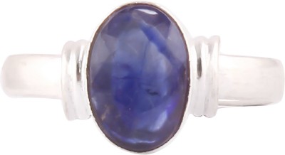 SR Swasti Retail Swasti Retail Certified Natural Blue Sapphire (Neelam) 7.25 Ratti Silver+White Metal Ring Brass Sapphire Rhodium Plated Ring