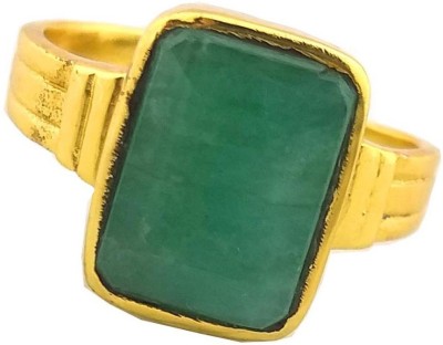 RS JEWELLERS RS JEWELLERS Emerald Panna 6.66 ratti Stone Panchdhatu Adjustable Ring for Women Metal Emerald Gold Plated Ring