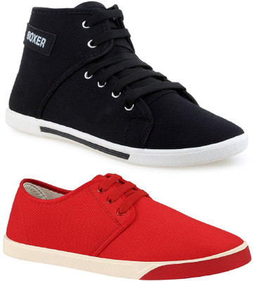 Chevit Combo Pack of 2 Casual Shoes High Tops For Men(Red, Black)