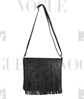 SKMARTS Women Casual Black PU Sling Bag