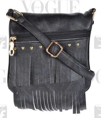 

Kleio Women Casual Black PU Sling Bag