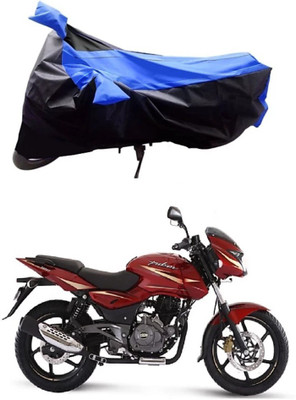 KAROBAR Two Wheeler Cover for Bajaj(Discover 125 DTS-i, Black, Blue)