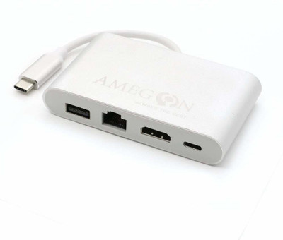 

Amegon USB 3.1 Type C to Type C PD+HDMI+RJ45+USB 3.0 Female Adapter Neutral Package USB Adapter(Silver)