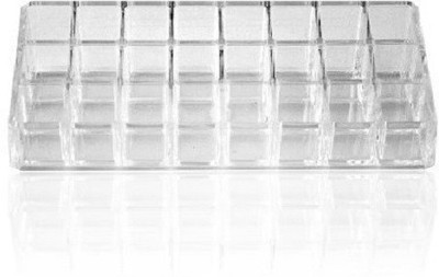 

kiros 24 Grid/Case Lipstick Organizer Nail Polish Cosmetic Storage Rack Holder Stand Transparent Lipstick Stand Vanity Box (Transparent) Mekup Item Vanity Box(White)