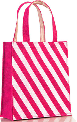 

H&B Multipurpose Jute Gift Bag - Diagonal Lines - Pink Waterproof Multipurpose Bag(Pink, 5 L)