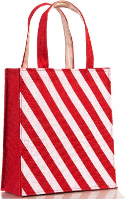 

H&B Multipurpose Jute Gift Bag - Diagonal Lines - Red (Nursery/Play School) Waterproof Multipurpose Bag(Red, 5 L)