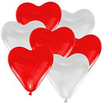 TRISHRA Solid Heart Shaped Balloon Red & White (Pack of 30) Balloon(Red, White, Pack of 30)