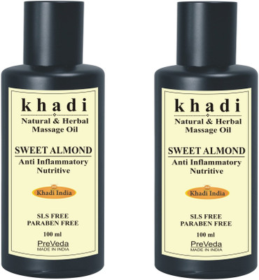 PreVeda Khadi Sweet Almond Oil For Body and Hair|Natural & Pure Best 100% Herbal Oil(200 ml)