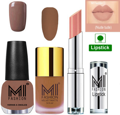 

MI Fashion Nude Matte Nail Paint|Nude Skin Color Shine Nail Polish|Soft Matte Nude Lipstick for Go Better Women Who Stop at Nothing(Set of 3)
