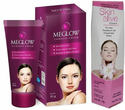 

Meglow Fairness Cream with Skin Alive Treatment of Unwanted Scars Fairness Cream(Set of 2)