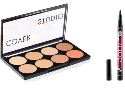 

Rtb SwissBeauty Cover Studio Ultra Base Concealer With 36 Hrs eyeliner(Set of 2)