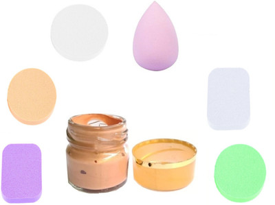 

ADJD BEST WET & DRY USE ABLE MAKEUP PUFF WITH RADIANT RICH FACE FOUNDATION(Set of 2)