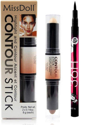 

Miss Doll Highlighter and Contour Stick cream ,Eye Liner{ Black - 1pic} 1 Concealer(Beige, Eye Liner{ Black - 1pic})