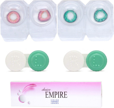 

Choice Empire Red-Light Green 2 Pair Colored Contact Lens with 2 case (0 Power) Monthly Contact Lens(0, Red-Light Green, Pack of 4)