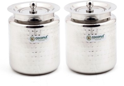 COCONUT Steel Oil Container  - 1250(Pack of 2, Silver)