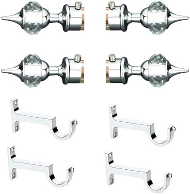 Siyara Silver Rod Rail Bracket Metal(Pack of 4)