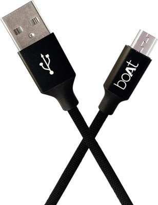 boAt Micro USB 100 1 m Micro USB Cable(Compatible with Mobile, Black, One Cable)