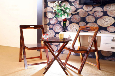 Allie Wood Teak Finish Solid Wood Table & Chair Set(Finish Color - Teak Finish, DIY(Do-It-Yourself))