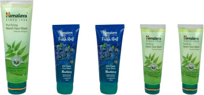 

Himalaya PURIFYING NEEM 100ML AND 50ML AND BLUEBERRY Face Wash(300 ml)