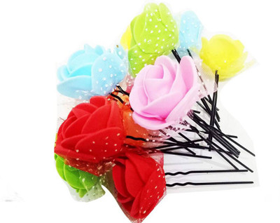 

S R Enterprises hair flower juda pin multi color (pack of 1pcs) Hair Accessory Set(Multicolor)