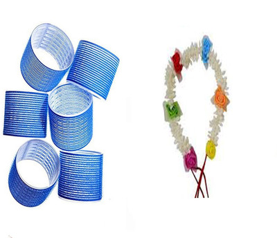 

S R Enterprises hair curler roller blue hair flower gajra (pack of 2pcs ) Hair Accessory Set(Multicolor)