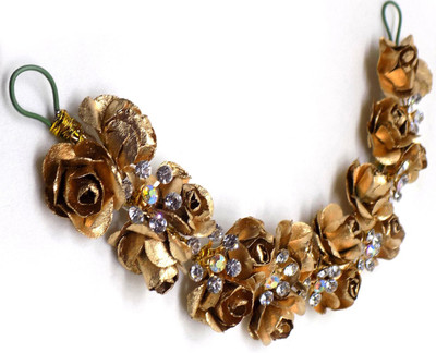 

S R Enterprises hair flower golden gajra (pack of 1pcs) Hair Accessory Set(Gold)