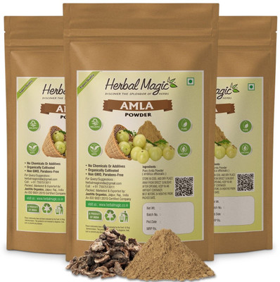 Herbal Magic Natural Amla ( Indian Gooseberry ) Powder For Hair and Skin 3 - Pack(300 g)