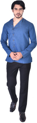 Manthan Men Solid Straight Kurta(Blue)