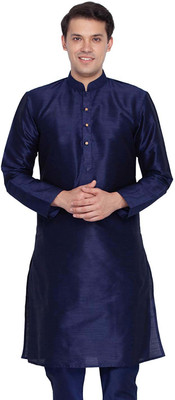 Larwa Men Solid Straight Kurta(Dark Blue)