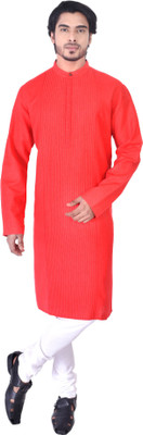 Manthan Men Solid Straight Kurta(Orange)
