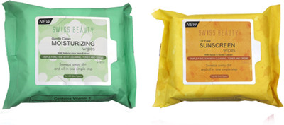 

Swiss Beauty oil Free Sunscreen Wipes with Apple and Honey Extract with Gentle Clean Moisturizing wipes with Natural Aloe Vera Extract Makeup Remover(100 g)