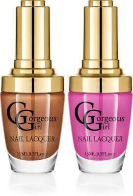 

Gorgeous Girl Glossy Nail Lacquer Big Dip’O Ruby-23 & Copper Glitter-37(Pack of 2)