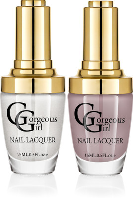 

Gorgeous Girl Glossy Nail Lacquer Shadow-14 & Silver White Glitter-19(Pack of 2)