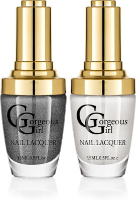 

Gorgeous Girl Glossy Nail Lacquer Silver White Glitter-19 & Iconic Gold Glitter-40(Pack of 2)