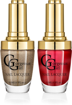 

Gorgeous Girl Glossy Nail Lacquer Pale Carmine-22 & Iconic Gold Glitter-40(Pack of 2)