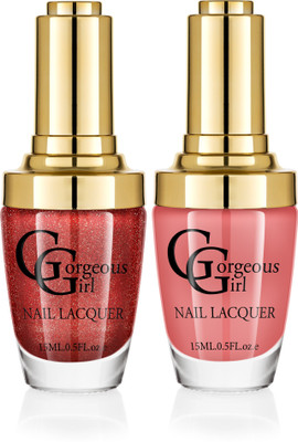 

Gorgeous Girl Glossy Nail Lacquer Burnt Sienna-16 & Chinese Red Glitter-38(Pack of 2)