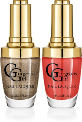 

Gorgeous Girl Glossy Nail Lacquer Candy Apple Red-12 & Iconic Gold Glitter-40(Pack of 2)