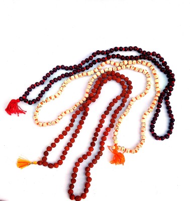 krishnagallery1 ORIGINAL Rudraksha,Tulsi Chandan ,Tulsi Jap Mala 108 Beads with TESTED CERTIFIED DAILY JaaP Mala Men & Women ( Tested original Mala ) Beads Platinum Plated Alloy Chain