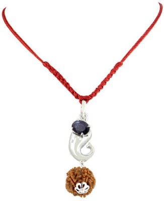 Gems Jewels Online 5.25 Carat Neelam and Five Mukhi Rudraksha Pendant Silver Stone Pendant