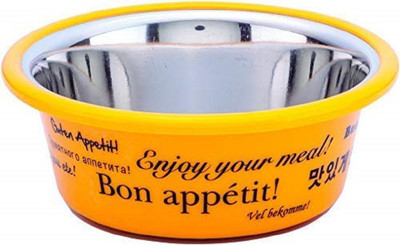 

ELTON Bon Appetit Cutie Bowls (Yellow) Dog Bowls Export Quality Inside Stainless Steel Dog Food Bowl Feeder Bowls Pet Bowl for Feeding Dogs Cats and Pets (Large -2Qt. /1.80 L) Round Stainless Steel Pet Bowl(1.08 L Yellow)