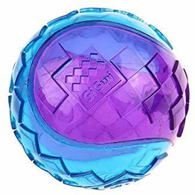 

GiGwi Solid/Squeaker Transparent Ball Small Blue/Purple Rubber Squeaky Toy, Chew Toy For Dog