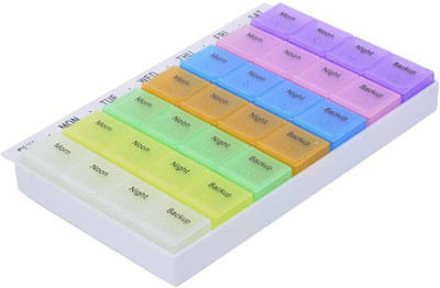 

BEGMY 1 Week Mini Pill Box Medicine Container Weekly Medicine Box Pill Box(Multicolor)