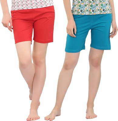 zebu Solid Women Multicolor Regular Shorts