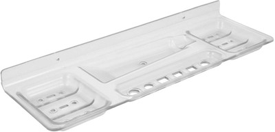 

Epraiser ABS Unbreakable EZ-141 Four in One 15" Bathroom Soap & Toiletries Holder / Dish(Clear, White)