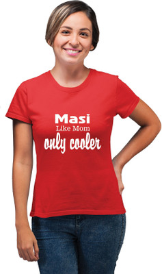RITZEES Printed Women Round Neck Red T-Shirt