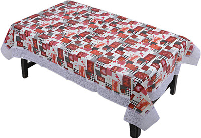 KUBER INDUSTRIES Self Design 4 Seater Table Cover(White, PVC (Polyvinyl Chloride))