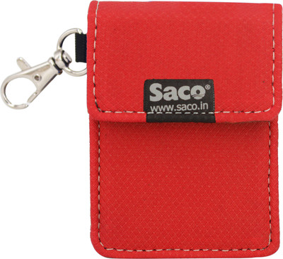 Saco Pouch for Earphone, Pen Drives, MP3 Player and Multi Purpose Pocket Storage Travel Organizer with Keychain(Red)