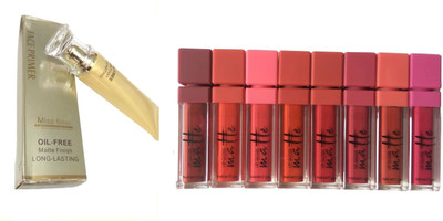 

Miss Boss kb long lasting matte lipgloss (64 g, red), Oil-Free Matte Finish Face Primer - 40 ml combo(Set of 2)
