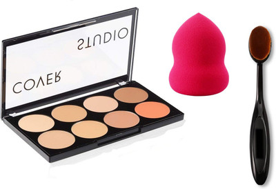 

Rtb SwissBeauty Cover Studio Ultra base Concealer Wtih Beauty Blender and Concealer Oval Brush(Set of 3)